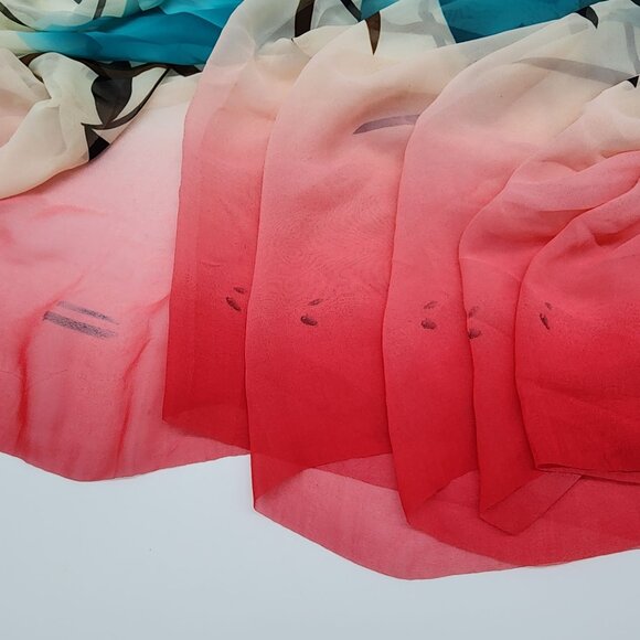 Large Print Chiffon Fabric Tulips Blue Salmon White 12 Yards 55" Wide 3 Pieces - Picture 7 of 8